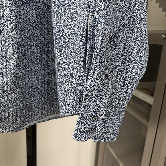 Robert Graham Classic Satin Blue Floral Pattern Button Long Sleeve Shirt M NEW - Picture 3 of 6